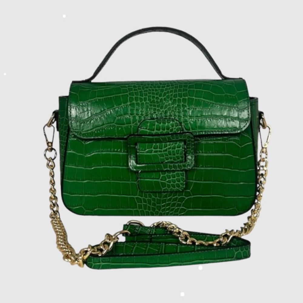 New Cheval Firenze Beatrice Made In Italy Leather Croc Embossed Crossbody